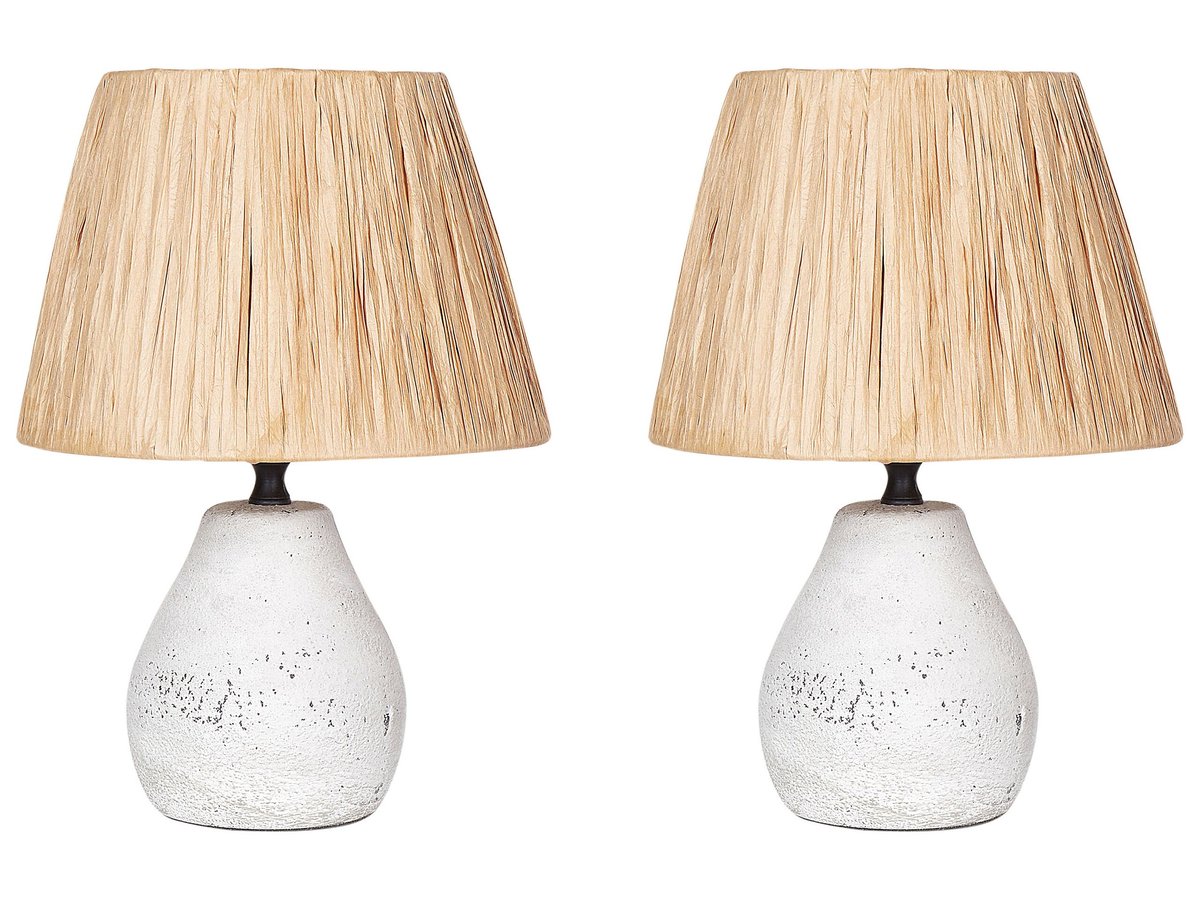 Zestaw 2 lampek nocnych ceramicznych biały ARWADITO