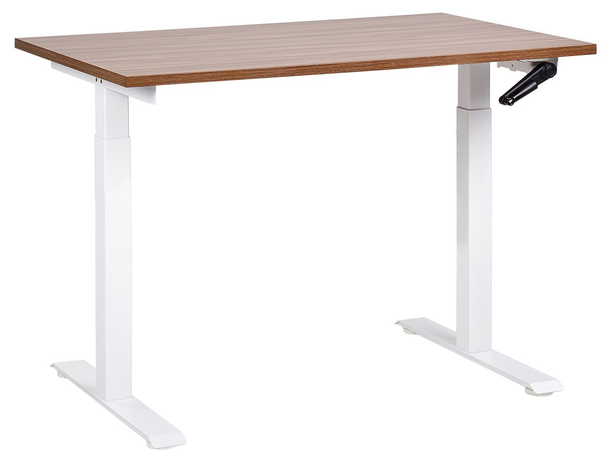 Фото - Офісний стіл Biurko regulowane manualnie 120 x 72 cm ciemne drewno z białym DESTIN III