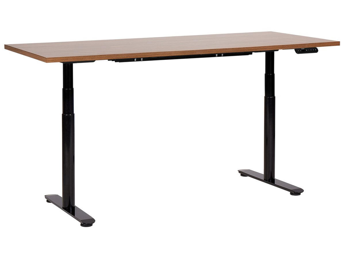 Biurko regulowane elektrycznie 180 x 72 cm ciemne drewno z czarnym DESTIN IV