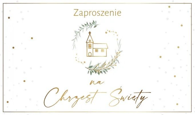Zaproszenie na Chrzest zdobione złoceniami mix 10 szt. ASZP40