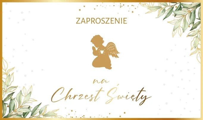 Zaproszenie na Chrzest delikatnie zdobione zestaw 10 szt. ASZP39