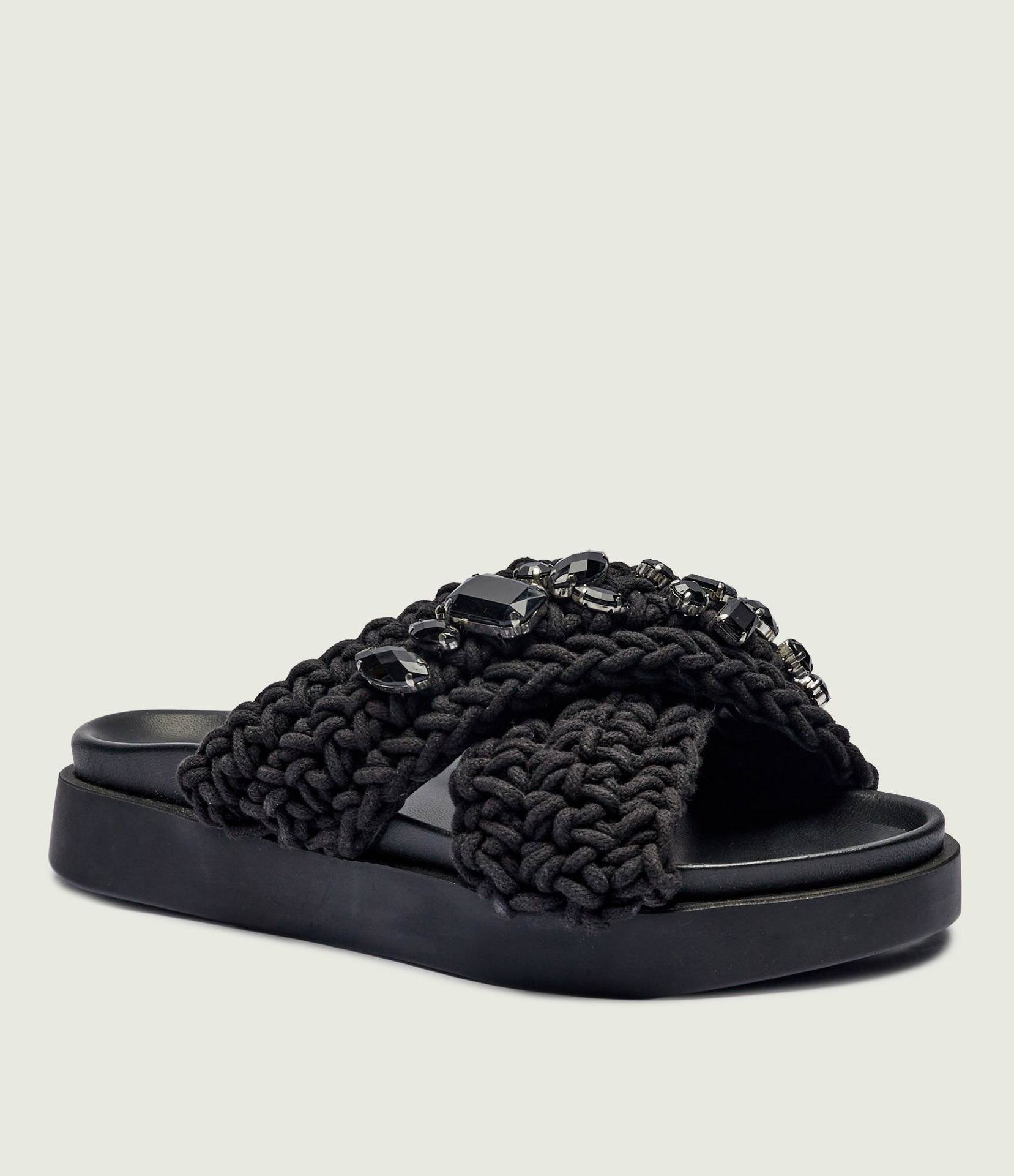 INUIKII Klapki WOVEN STONES z dodatkiem skóry