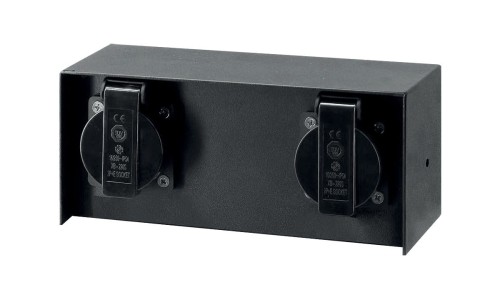 Sockets H8 kinkiet elewacyjny z 2 wbudowanymi gniazdami czarny XD-QA111B