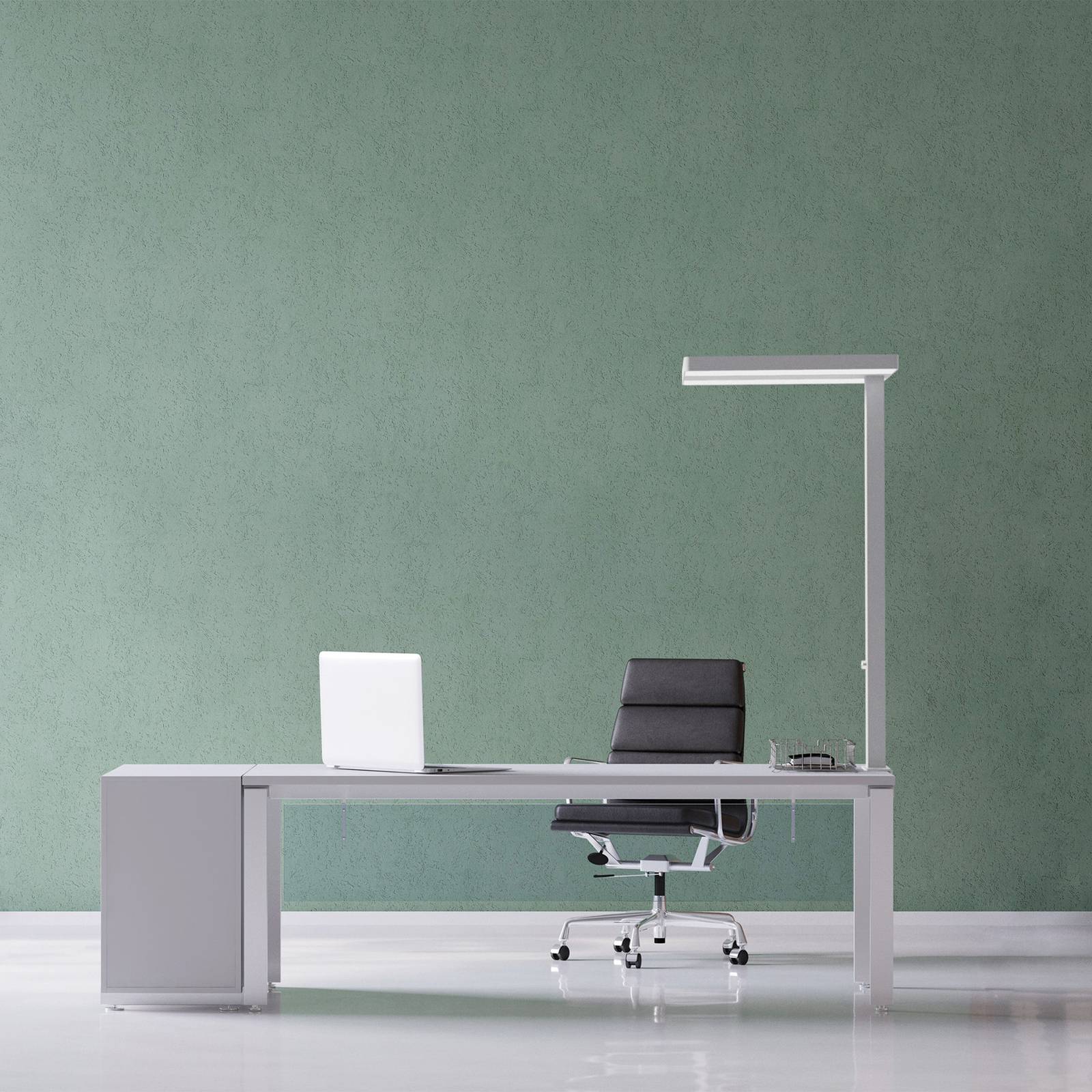 Lampa stołowa LED MAULjaval, biała, podstawa zaciskowa
