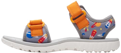 Clarks Premium Surfing Tide K sandały, szaro-pomarańczowe, 8 UK dziecko, Szary pomarańczowy, 8 UK Child