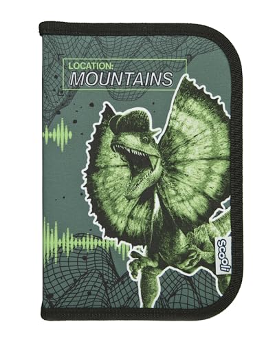 Scooli - Jurassic World wypełnione etui dla uczniów – kompletne etui z wysokiej jakości długopisami i innymi – etui szkolne All-in-One – praktyczne do szkoły – dla chłopców od 6 lat