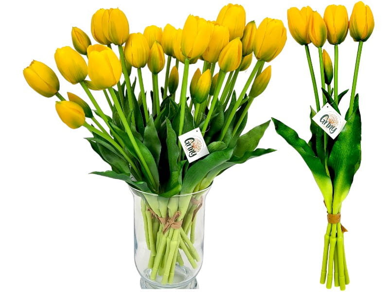 Tulipany Silikonowe 40 cm 5 sztuk jak żywe żółty