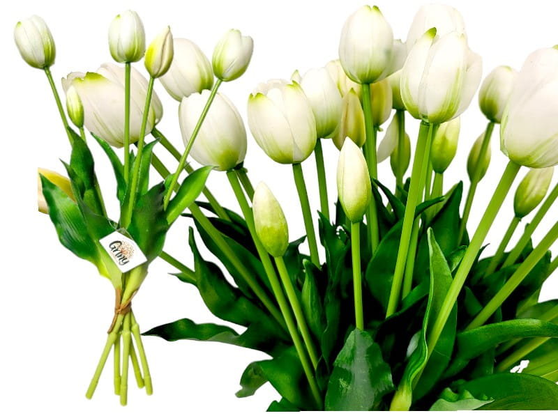 Tulipany Silikonowe 40 cm 5 sztuk jak żywe biały