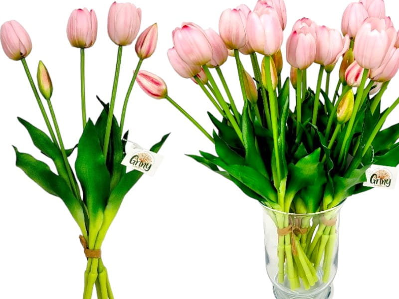 Tulipany Silikonowe 40 cm 5 sztuk jak żywe pudrowy róż