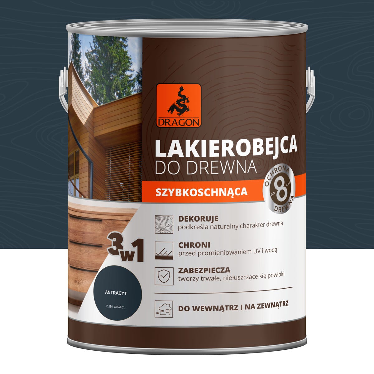 Lakierobejca do drewna 2.5 l Antracyt Dragon 5903649078223