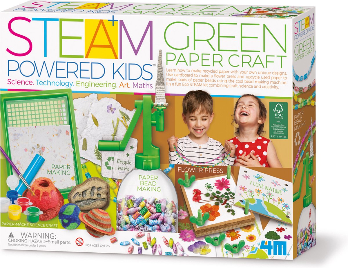 Zestaw kreatywny 4M Steam Powered Kids Green Paper Craft (4893156055422)