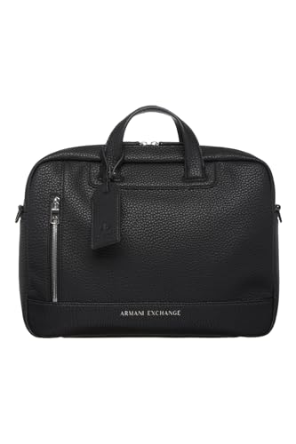 Armani Exchange Men's Essential, Capri, Double Zip Briefcase, Black, czarny
