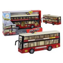 Autobus piętrowy czerwony światła dźwięk 1:16 Leantoys
