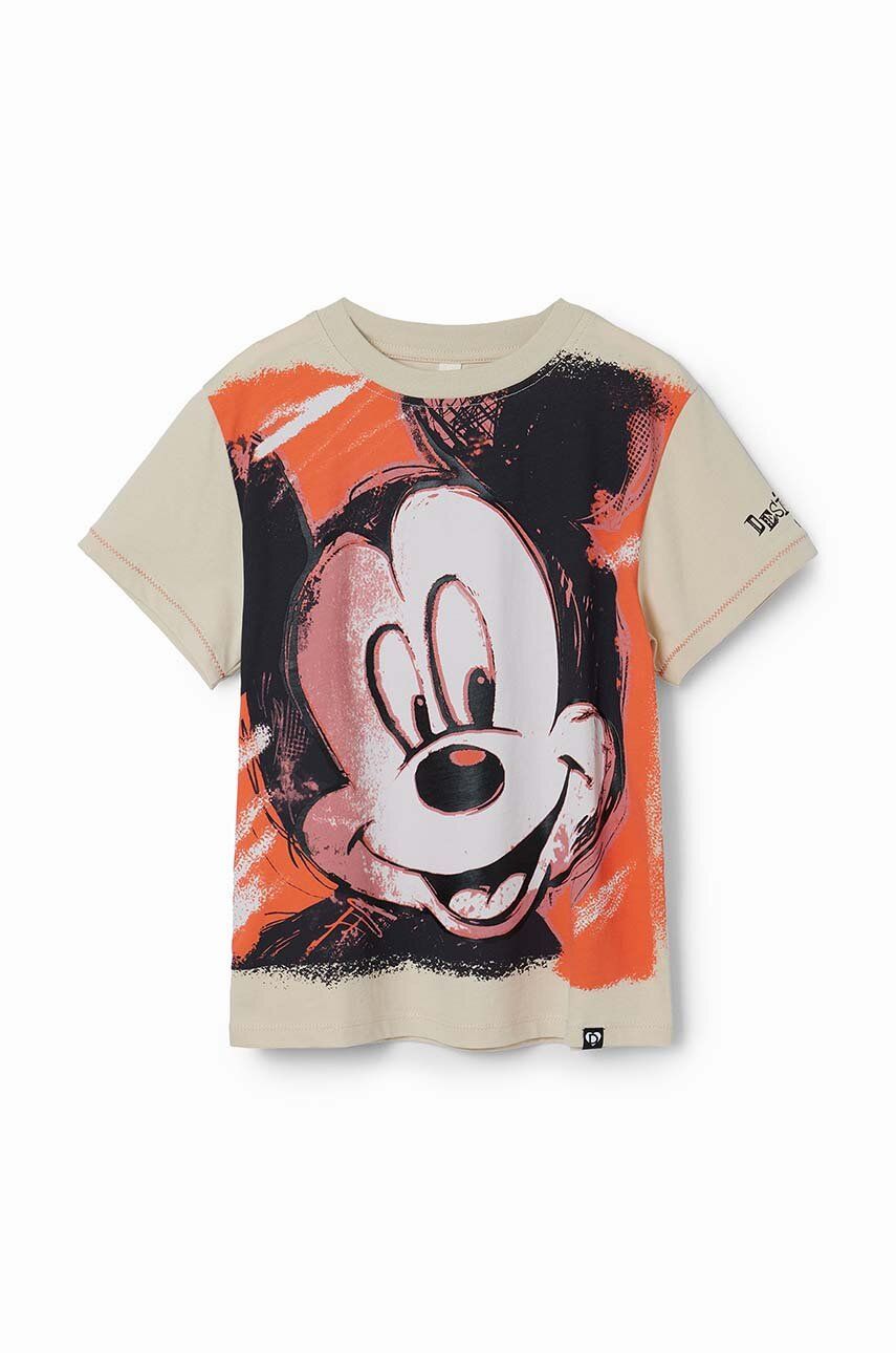 Desigual t-shirt bawełniany dziecięcy x Mickey kolor biały z nadrukiem