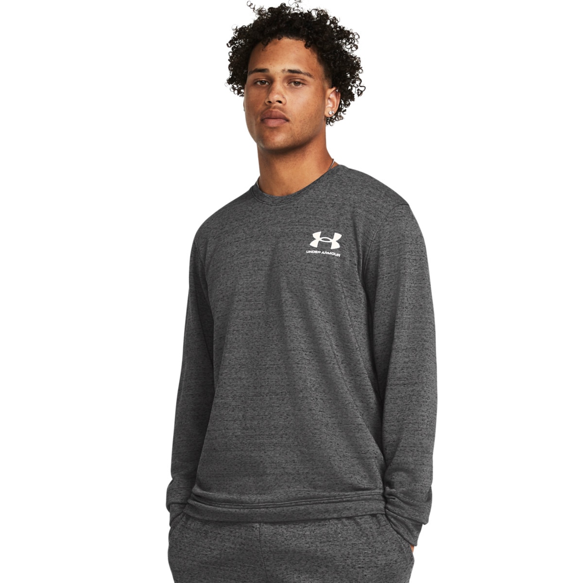 Męska bluza dresowa nierozpinana bez kaptura Under Armour UA Rival Terry LC Crew - szara - UNDER ARMOUR