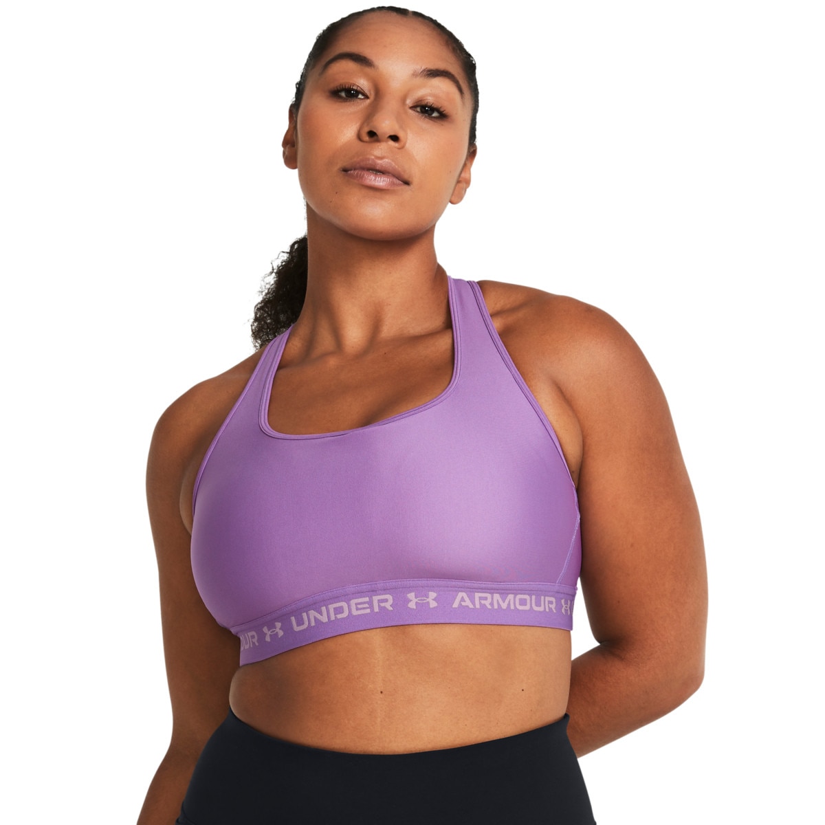 Biustonosz treningowy Under Armour UA Crossback Mid Bra - fioletowy - UNDER ARMOUR