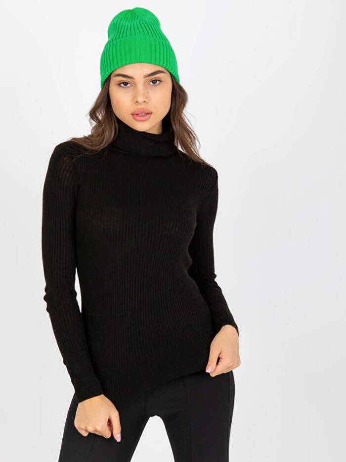 Dopasowany sweter z golfem Rue Paris czarny (2022) - RUE PARIS