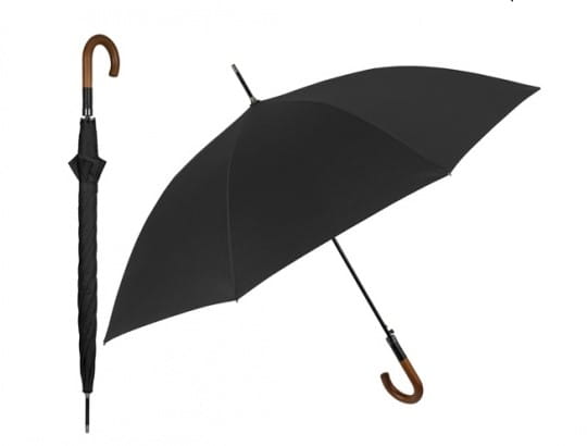 Parasol męski Perletti AC automatyczny długi czarny z drewnianą rączką