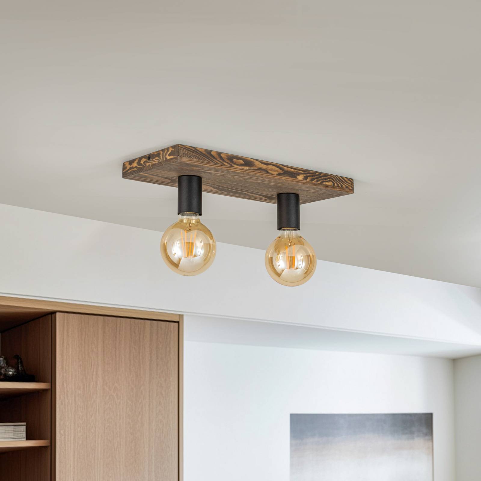 Envostar Lobo lampa sufitowa 2-punktowa sosna orzech włoski