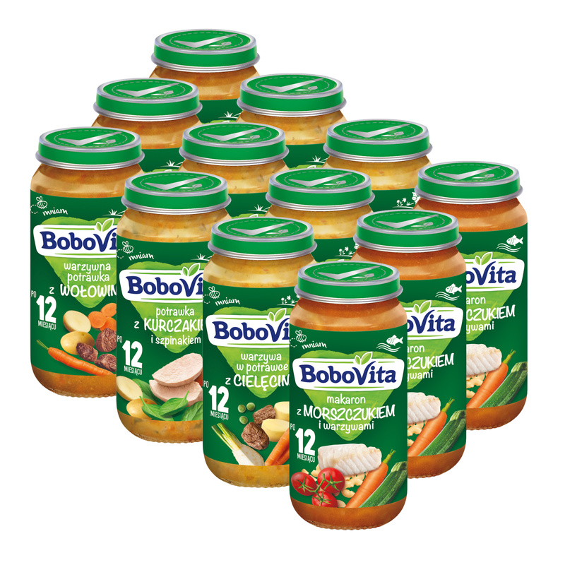 BoboVita Zestaw Mix-2 Obiadków po 12 miesiącu 12x250g