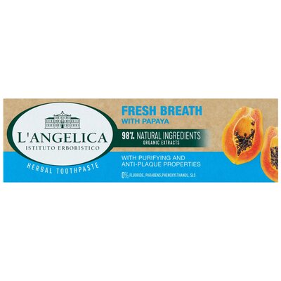 L'Angelica L'Angelica Świeży Oddech z Papają - naturalna odświeżająca pasta do zębów bez fluoru 75 ml