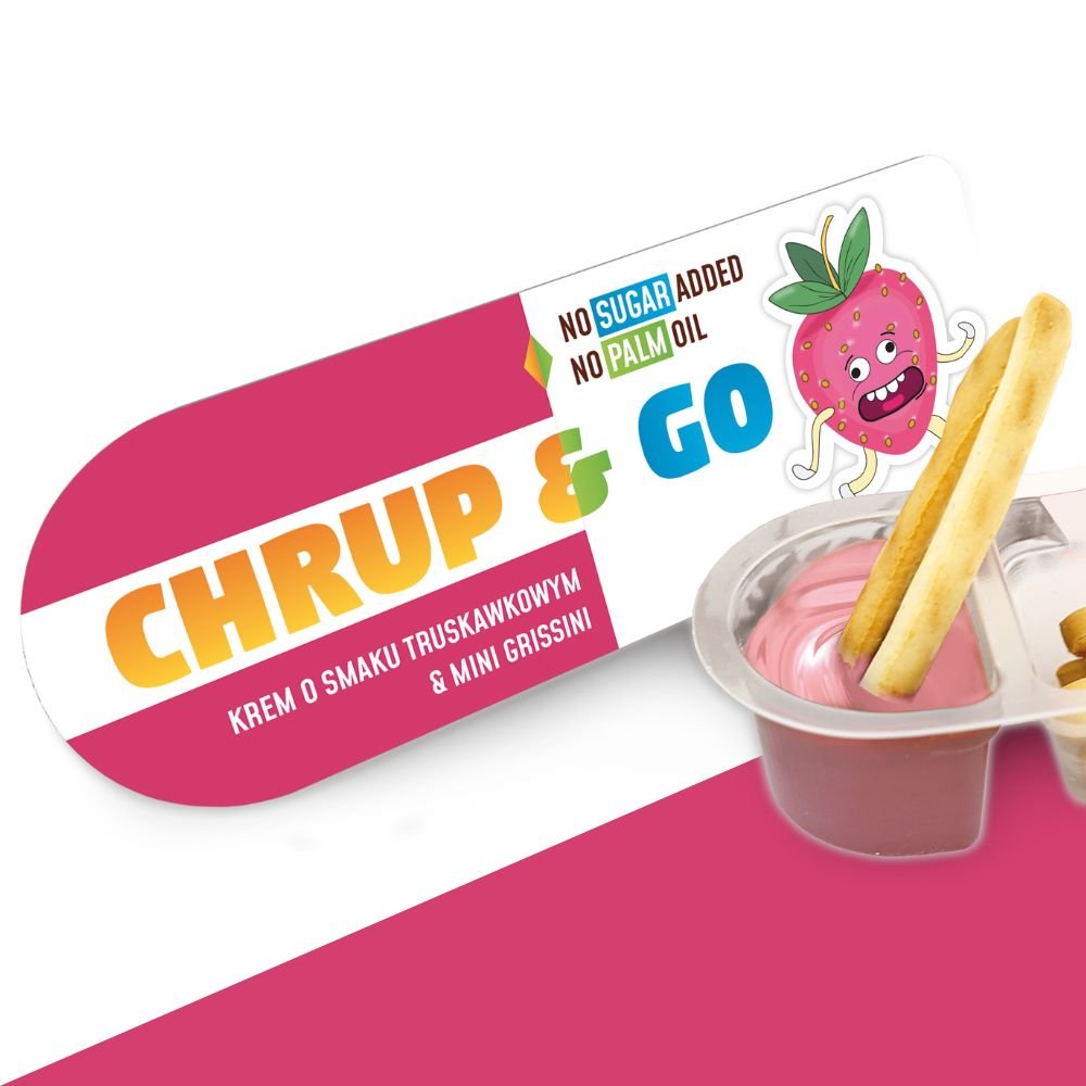 Krem truskawkowy z paluszkami chlebowymi bez dodatku cukru Chrup&Go 22g - CD