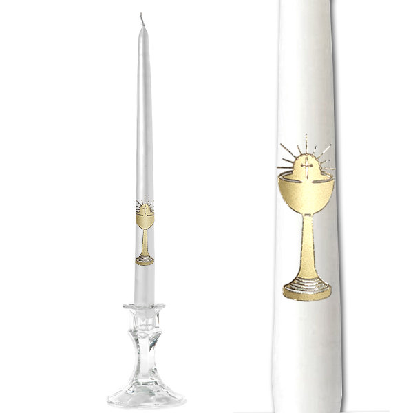 Świeca stożkowa biała kielich pełny 24 cm 1 szt.