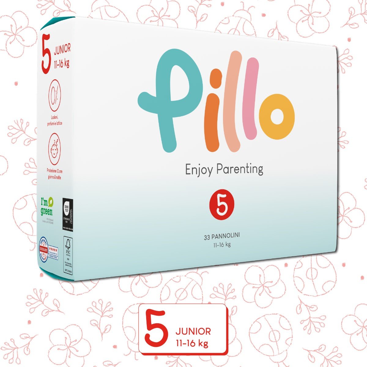 Pillo Pieluszki dla dzieci, 132 szt., rozmiar 5 (11-16 kg)