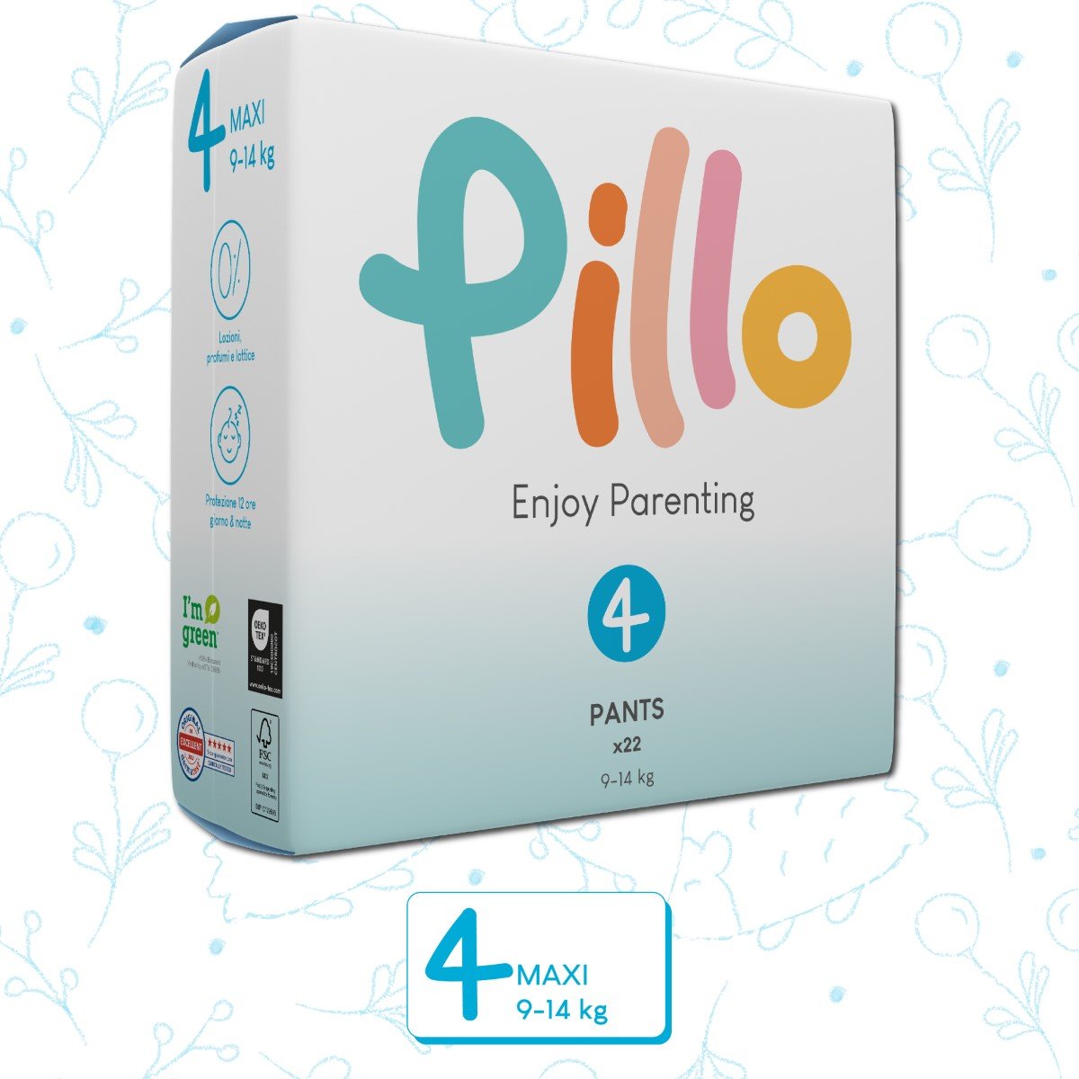 Pillo Pieluchomajtki dla dzieci, 132 szt., rozmiar 4 (9-14 kg)