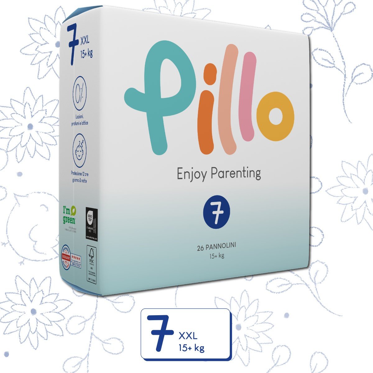 Pillo Pieluszki dla dzieci, 104 szt., rozmiar 7 (15+ kg)