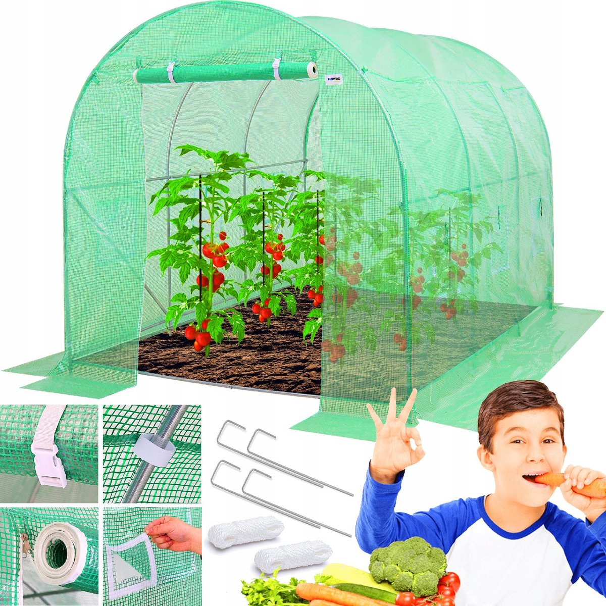 TUNEL FOLIOWY  OGRODOWY 200x200x300cm FOLIAK UV NAMIOT 6m2 DUŻY