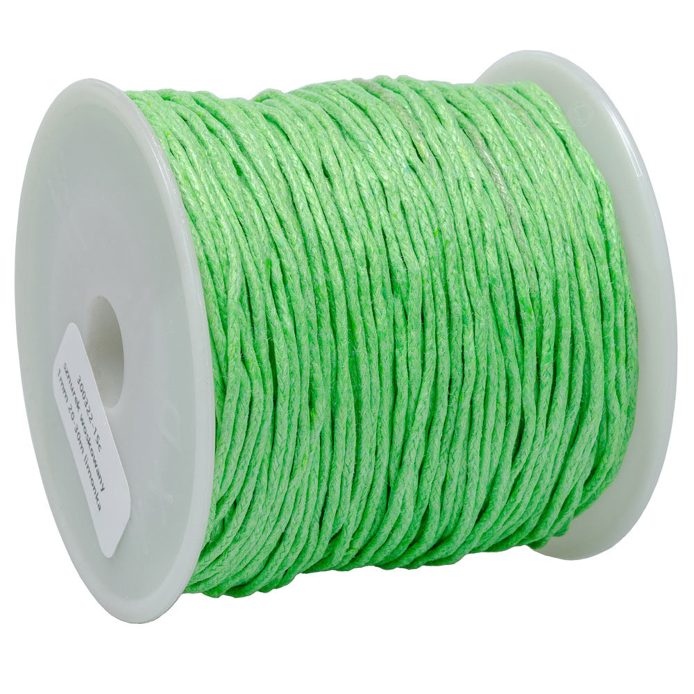 SZNUREK bawełniany woskowany 1mm zielony limonka 20-30m