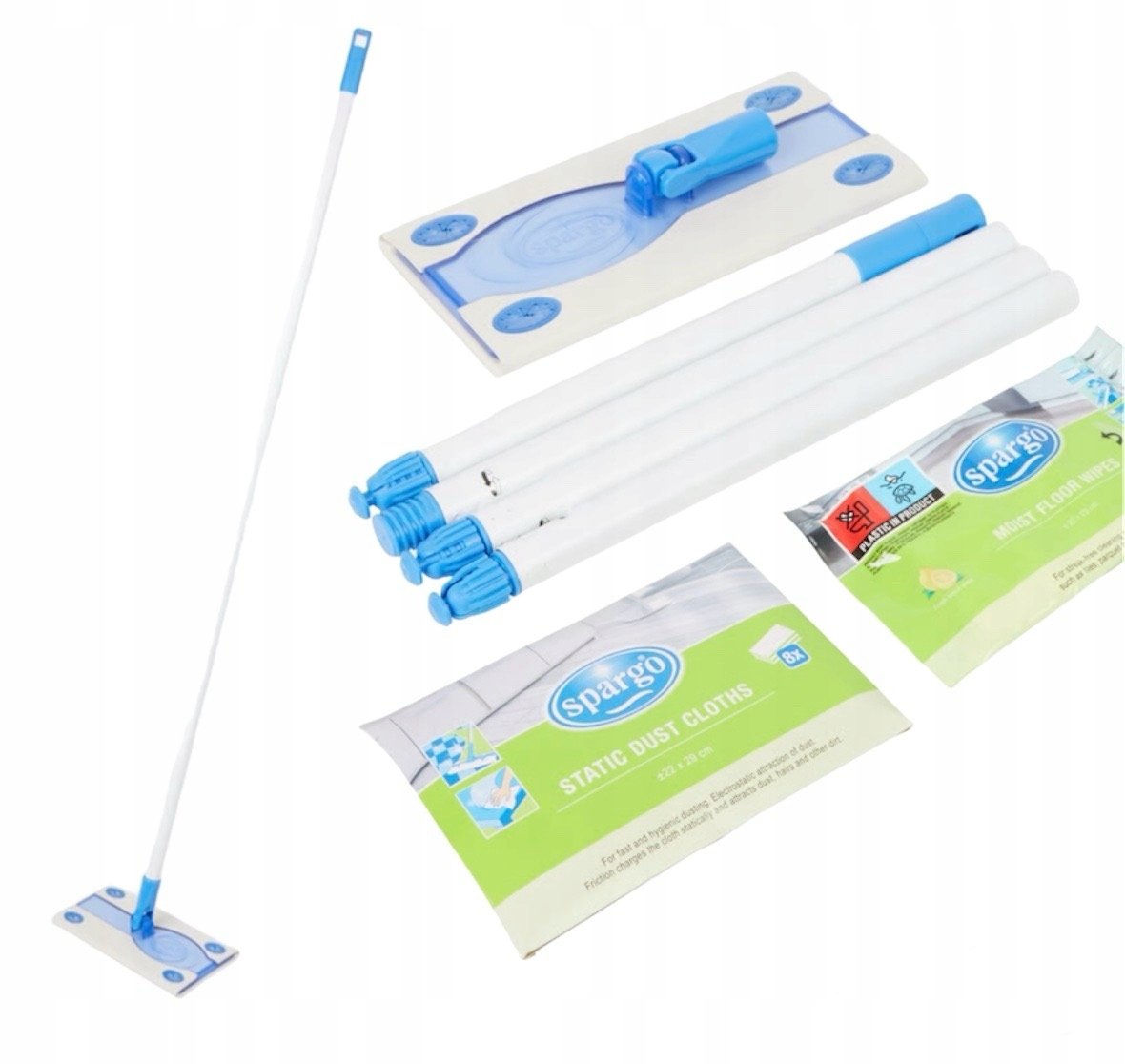 spargo mop do mycia na mokro i sucho. 8x mokre i 8x suche ścierki zestaw