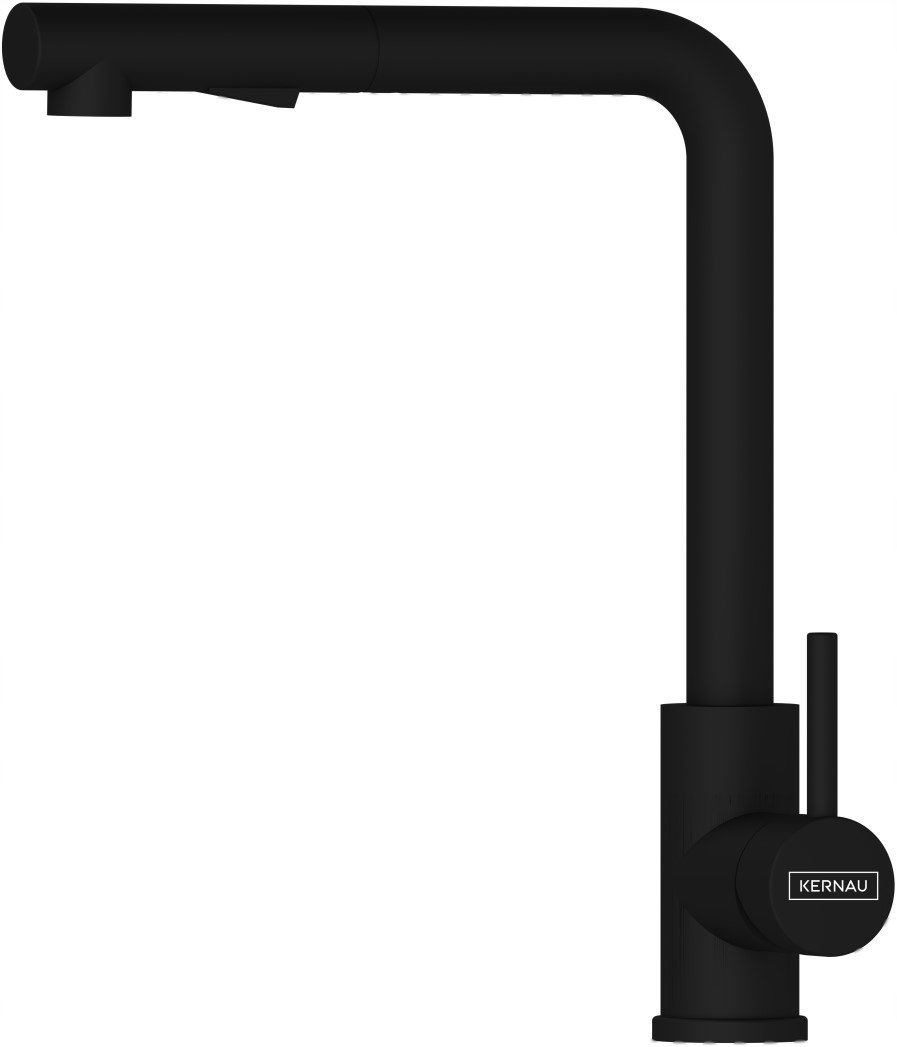 Bateria stalowa Kernau KWT 33.1 PO Matt Black obrotowa wyciągana wylewka