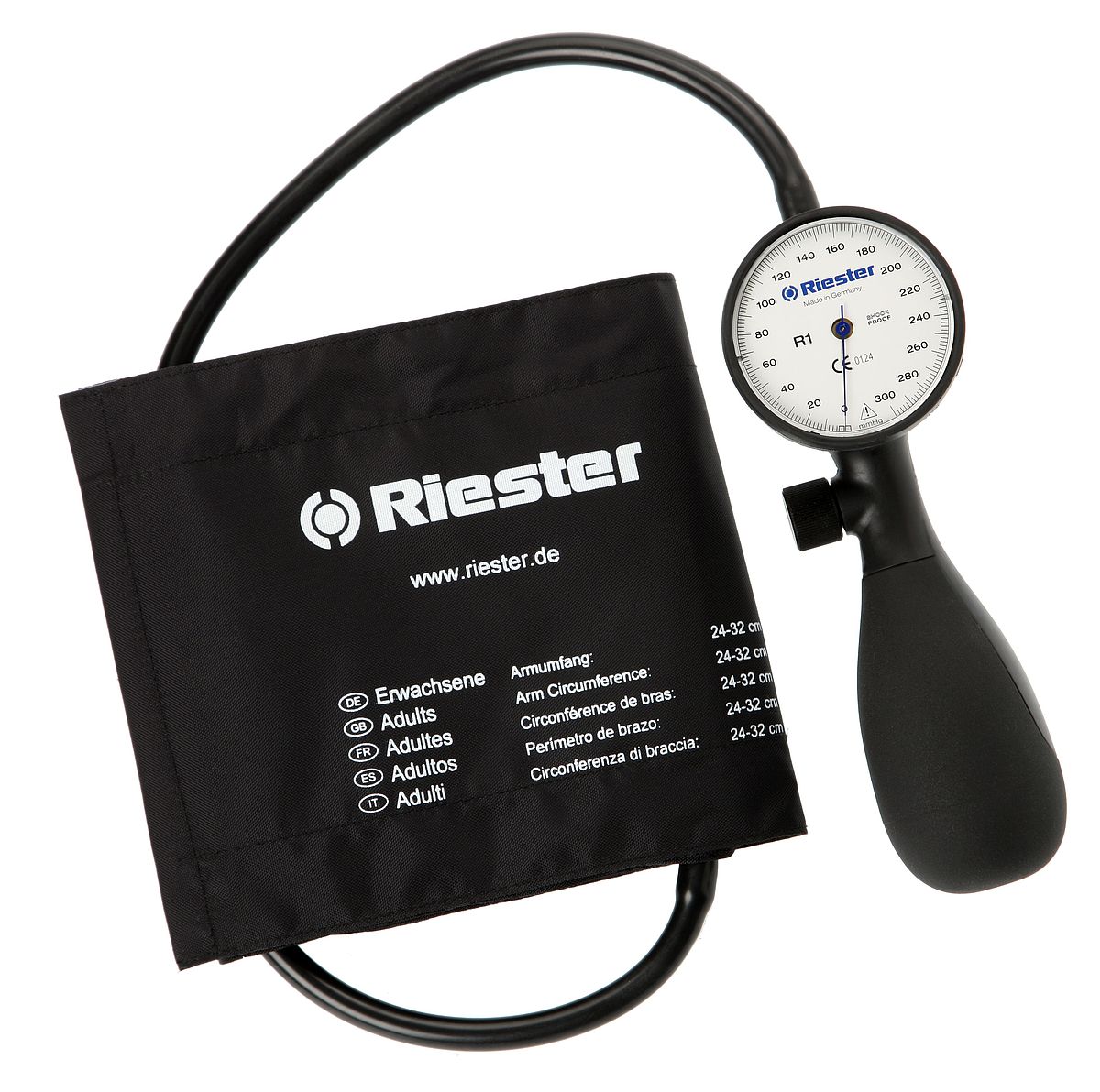 Riester R1 Shock - Proof 24 - 32cm Zegarowy ciśnieniomierz do karetki1251-150 do R1 biała skala