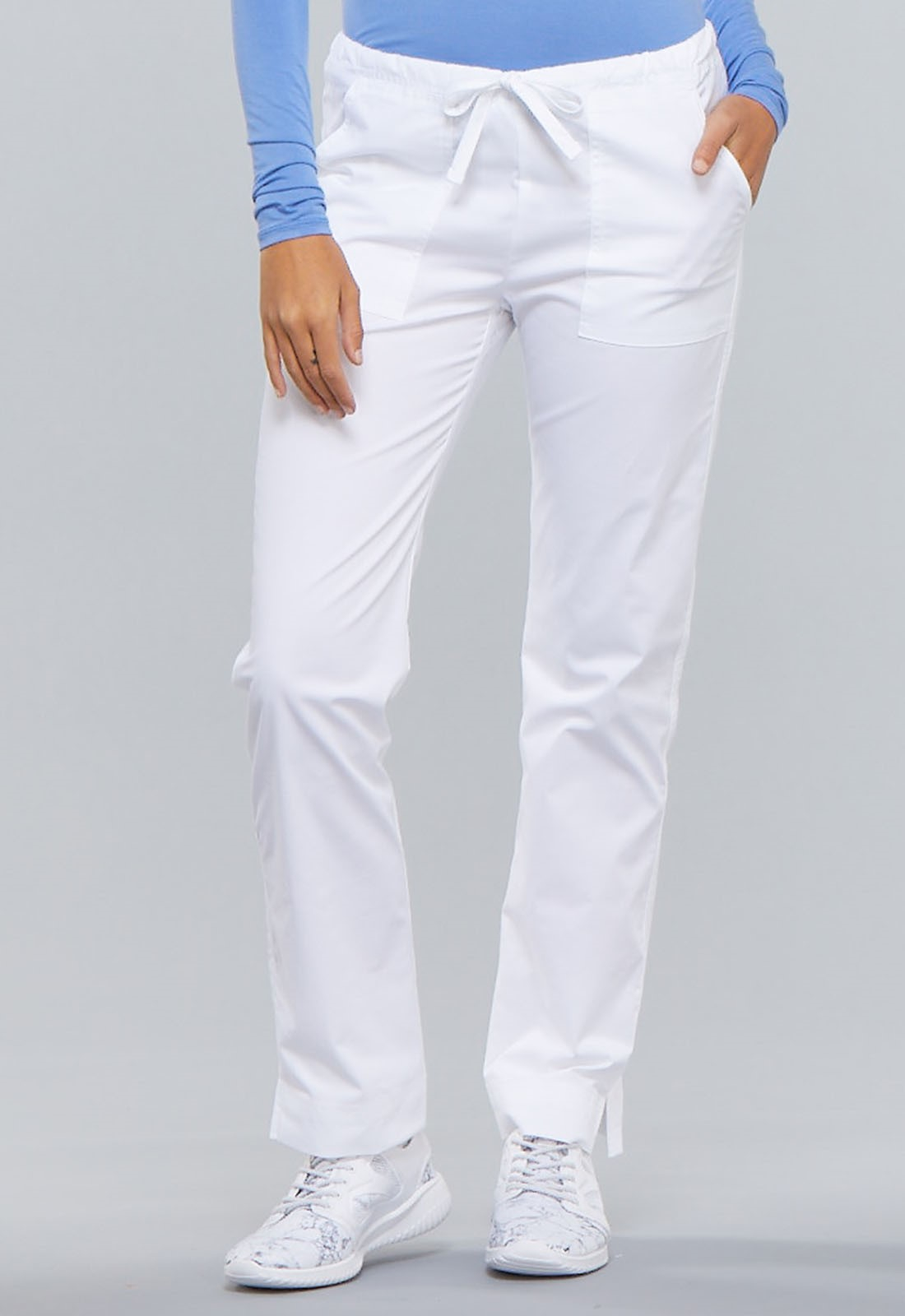 STELO ROZM. M Spodnie medyczne damskie Mid Rise Slim Drawstring, 4203/WHTW/M