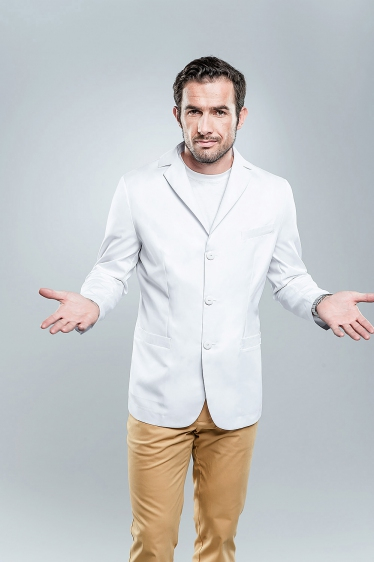 STELO ROZM. 54 Marynarka medyczna męska krótka, biała, 73100/WHTH/54