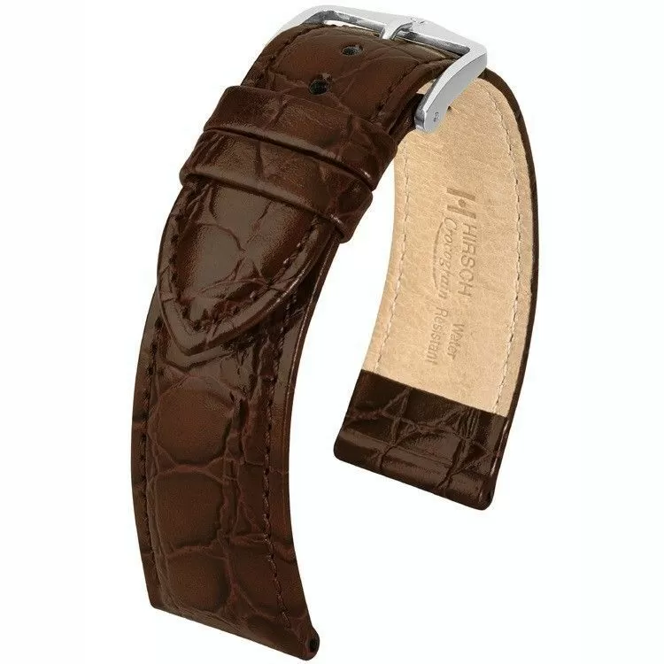 Skórzany wodoodporny pasek do zegarka 20 mm HIRSCH Crocograin 12322810-2-20