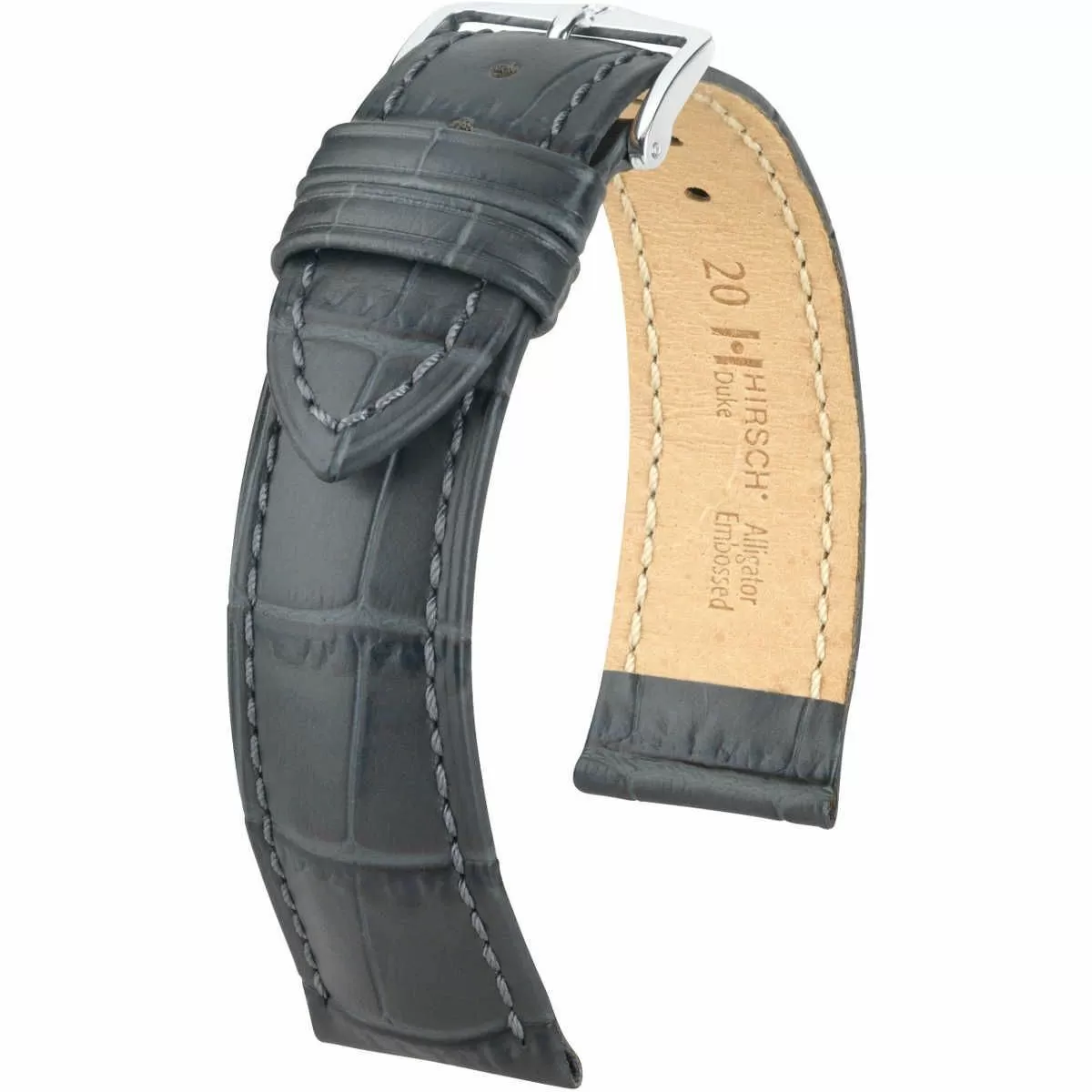 Szary pasek skórzany 16 mm HIRSCH Duke 01028130-2-16 (M)  | OFICJALNY SKLEP |  • Zapłać później PayPo • GRATIS WYSYŁKA ZWROT DO 365DNI