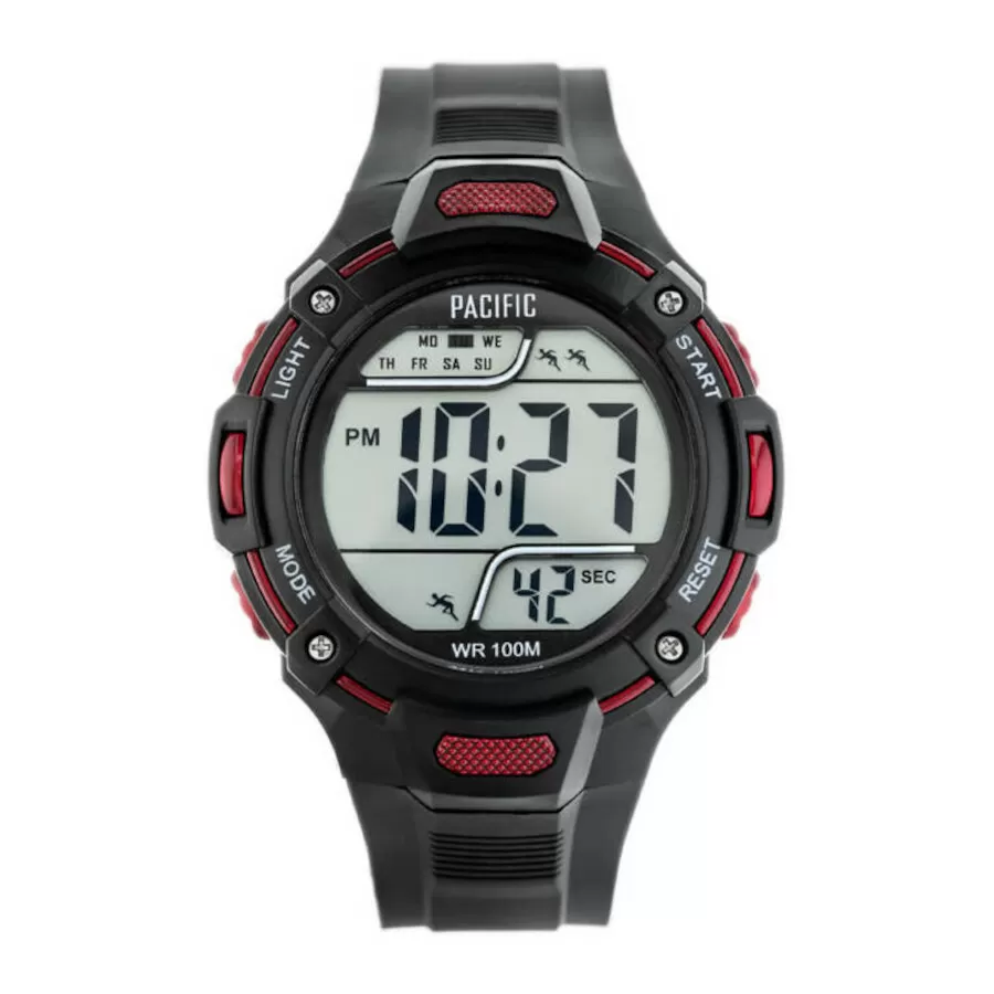 Czarno-czerwony zegarek Pacific 312G-4