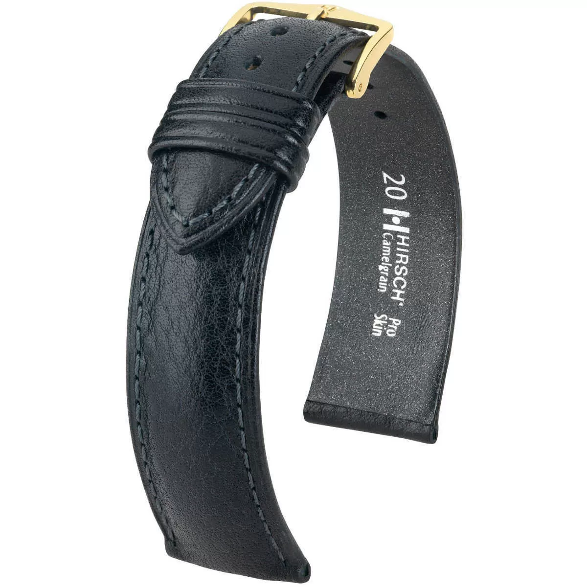 Czarny pasek skórzany 20 mm HIRSCH Camelgrain 01009050-1-20 (L)  | OFICJALNY SKLEP |  • Zapłać później PayPo • GRATIS WYSYŁKA ZWROT DO 365DNI