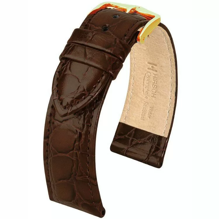 Brązowy pasek skórzany 17 mm HIRSCH Crocograin 12322810-1-17 (L)  | OFICJALNY SKLEP | RATY 0% • Zapłać później PayPo • GRATIS WYSYŁKA ZWROT DO 365DNI