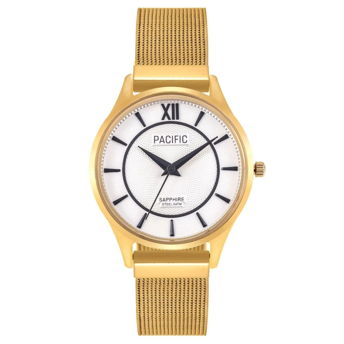 Złoty damski zegarek z bransoletką mesh PACIFIC S6027-07