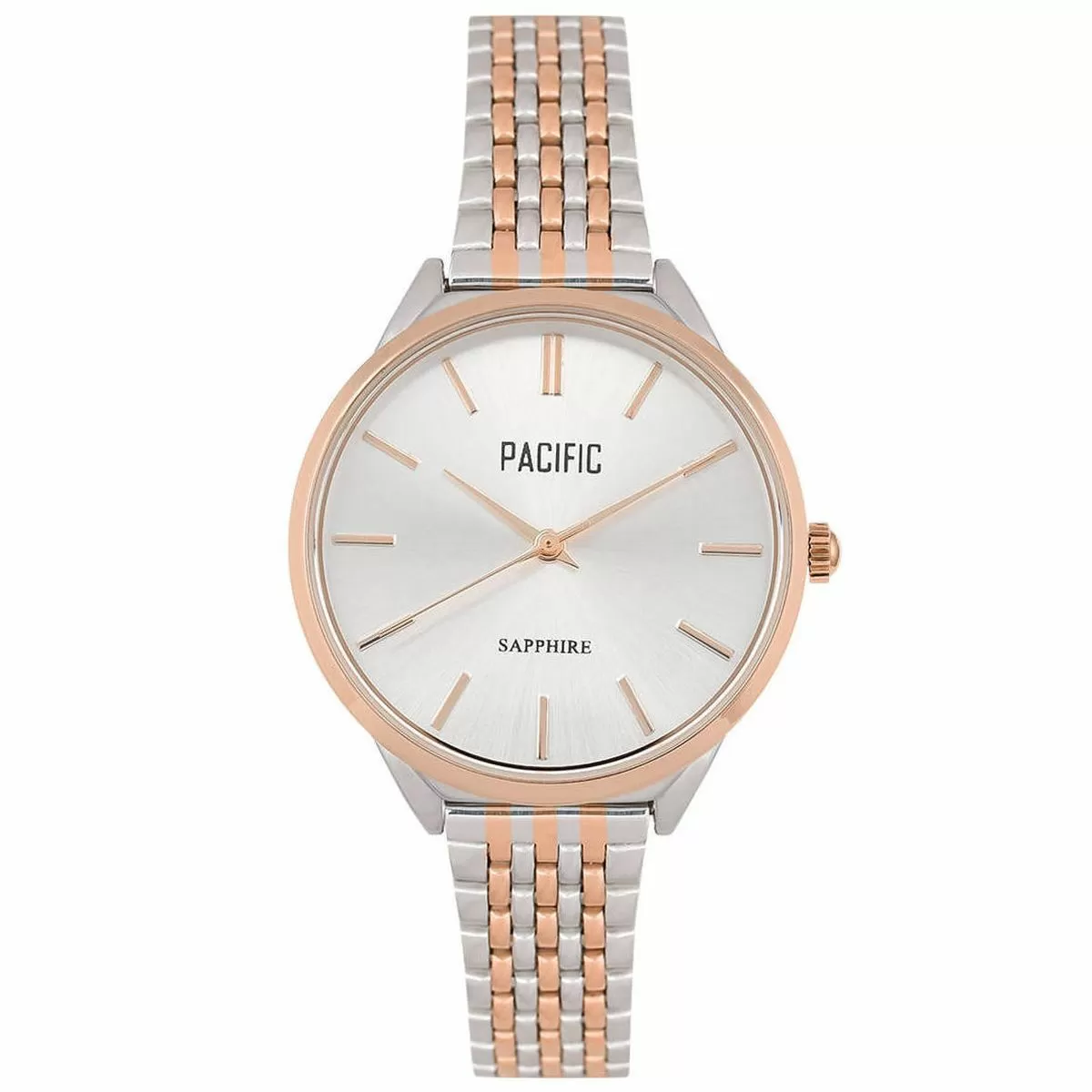 Srebrny damski zegarek z różowozłotymi dodatkami PACIFIC X6196-09