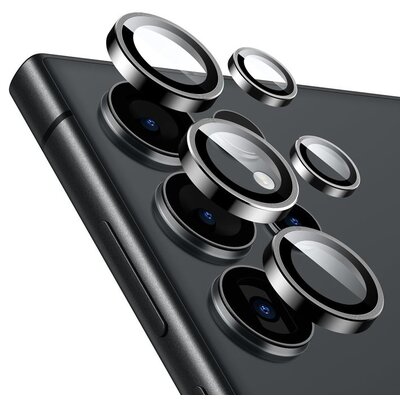 Crong Lens Ring - Szkło hartowane na obiektyw aparatu Samsung Galaxy S24 Ultra (czarny)
