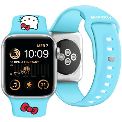 Hello Kitty Pasek HKAWMSCHBLB Apple Watch 38/40/41mm niebieski/blue strap Silicone Kitty Head