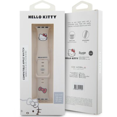 Hello Kitty Pasek HKAWMSCHBLE Apple Watch 38/40/41mm beżowy/beige strap Silicone Kitty Head