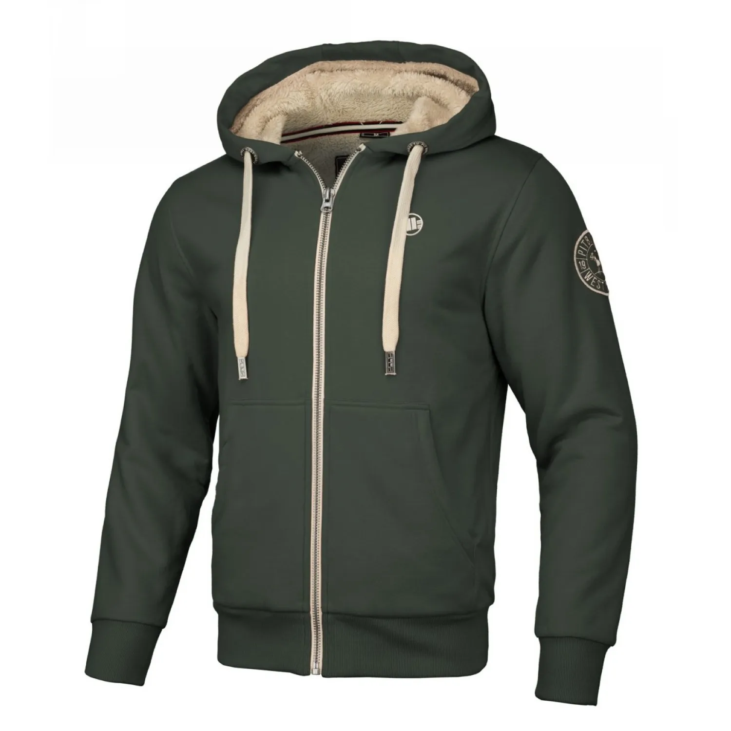Bluza rozpinana z kapturem Pit Bull Sherpa Ruffin II '23 - Ciemnooliwkowa