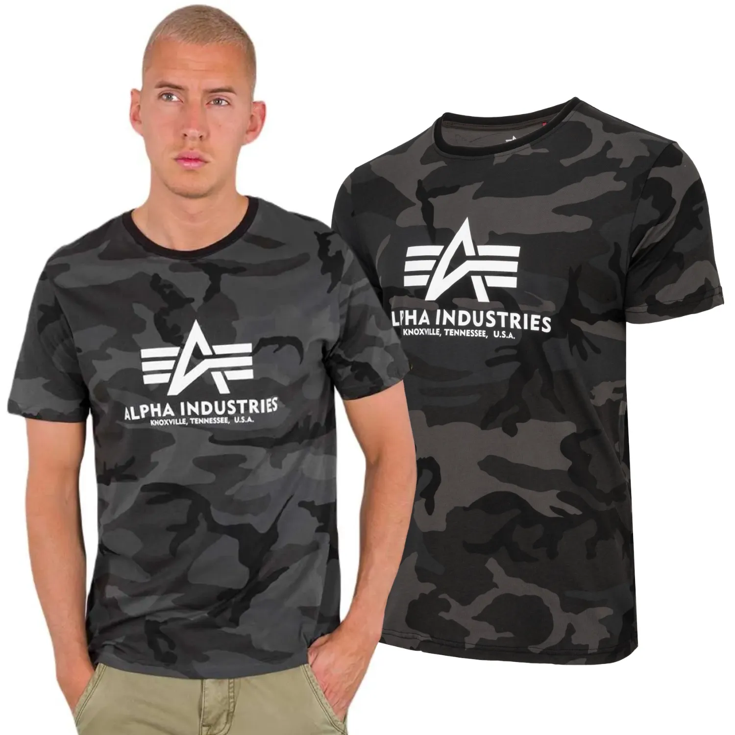 Koszulka Alpha Industries Basic 100501C 125 - Czarna Camo