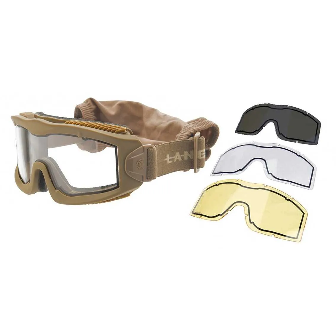 Gogle taktyczne Lancer Tactical AERO tan - 3 soczewki
